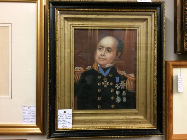 Sir John Franklin KCH FRGS Oil Portrait painting behind glass in